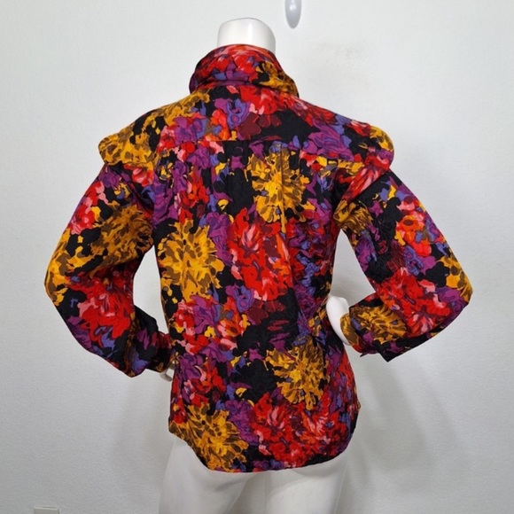 Carlisle Rare 90’s Vintage Multicolor 100% Silk Floral Cottagecore Blouse Size M - Picture 14 of 15